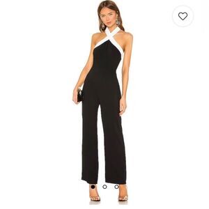 superdown Black Jumpsuit with White Cross Halter